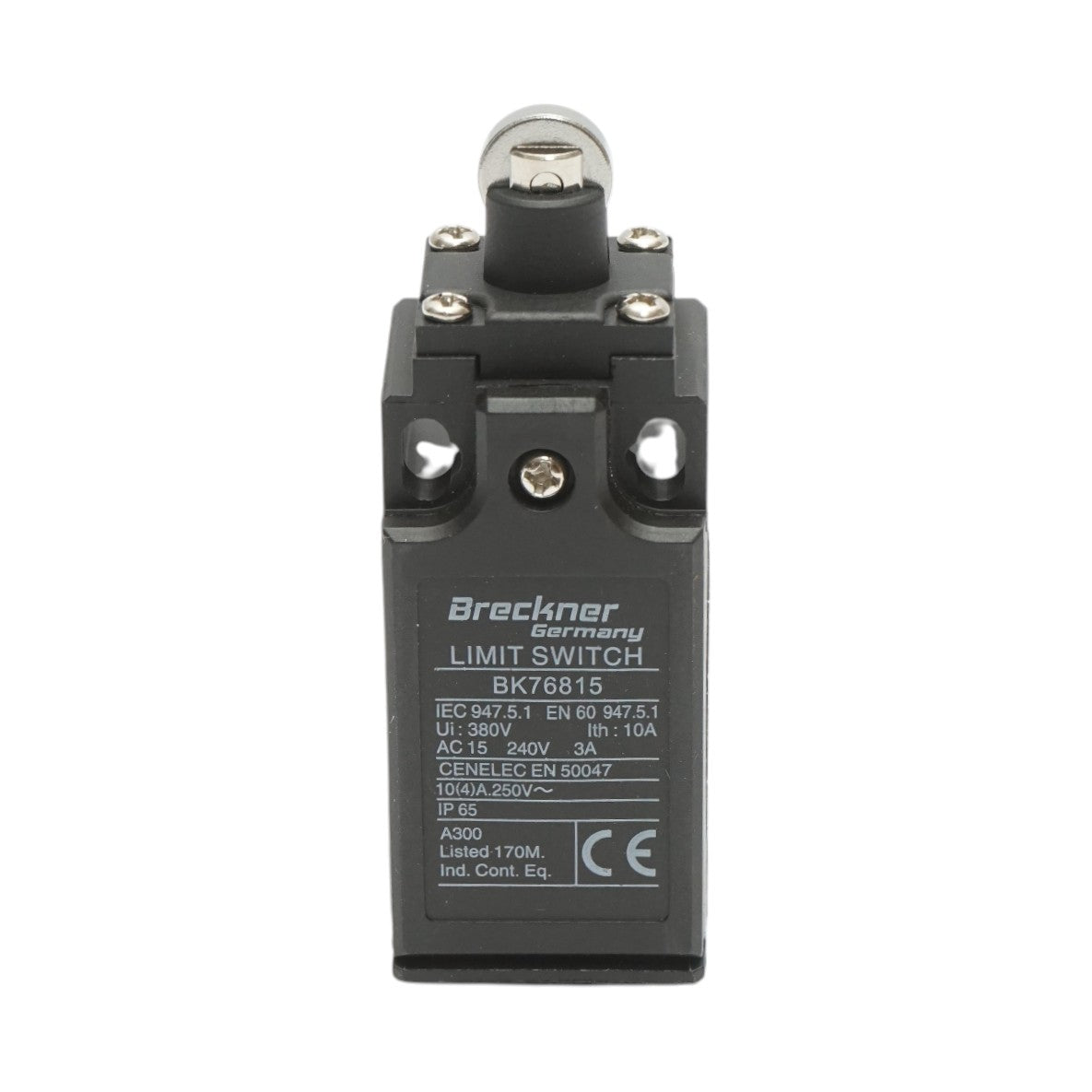 Finecorsa con attuatore a pistone e rullo orizzontale 250V/380V, 10A IP65 Breckner Germany
