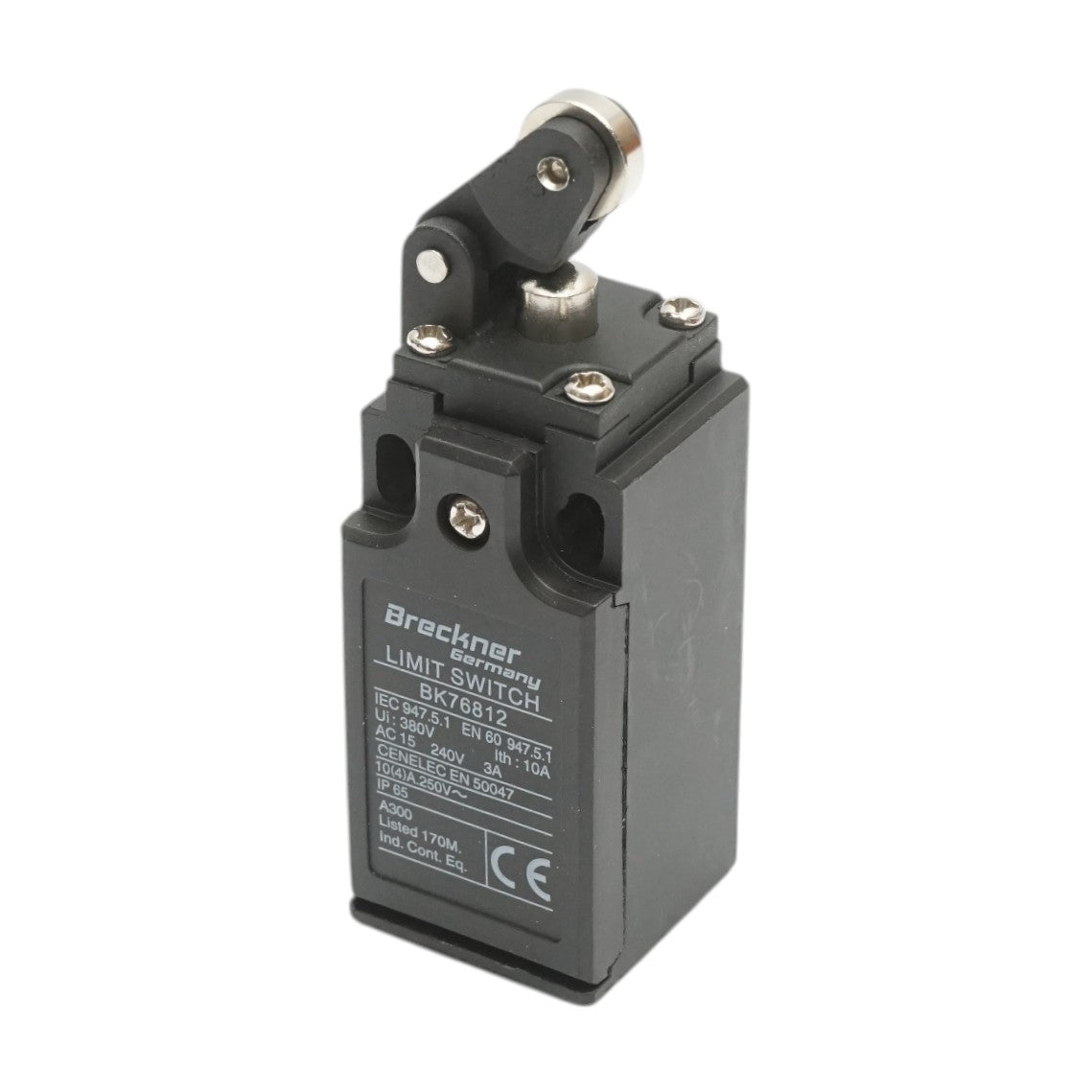 Finecorsa con attuatore a pistone, rullo orizzontale e braccio corto 250V/380V, 10A IP65 Breckner Germany - immagine 4