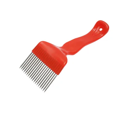 Forca per apicoltura per l'apertura degli alveari con denti dritti in acciaio inox e manico in plastica 210mm - immagine 2