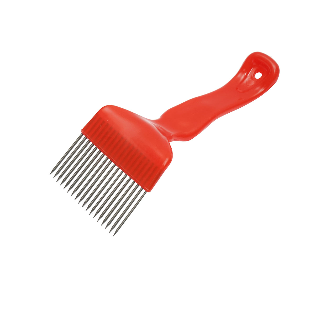 Forca per apicoltura per l'apertura degli alveari con denti dritti in acciaio inox e manico in plastica 210mm - immagine 2