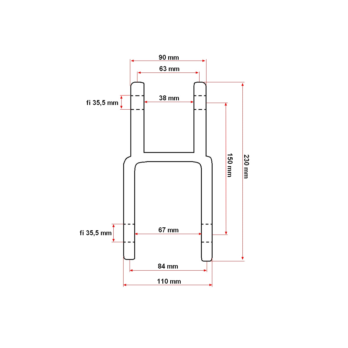 Forcella di traino in ghisa UTB U-650 a forma di H - immagine 4