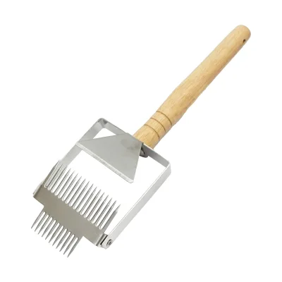 Forchetta per disopercolare, decapsulare miele in acciaio inox con manico in legno. - immagine 2