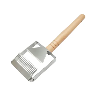 Forchetta per disopercolare, decapsulare miele in acciaio inox con manico in legno. - immagine 3