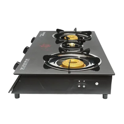 Fornello a Gas, 3 Bruciatori in Ghisa, 2,5 KW, Vetro Temperato, 700x380x94mm Fornello a gas Campeggio Camper Giardino Breckner Germany - immagine 3