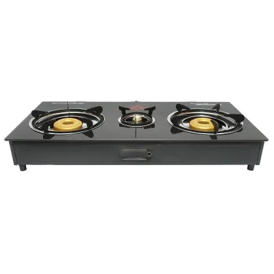Fornello a Gas, 3 Bruciatori in Ghisa, 2,5 KW, Vetro Temperato, 700x380x94mm Fornello a gas Campeggio Camper Giardino Breckner Germany - immagine 4
