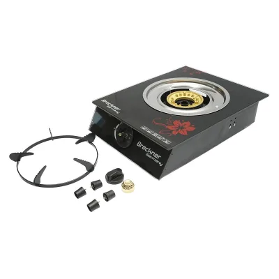 Fornello a Gas, 3 KW, Bruciatore in Ghisa, Vetro Temperato 40x30x9 cm, Fornello a gas Campeggio Camper Giardino Breckner Germany - immagine 2