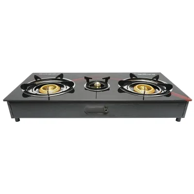 Fornello a gas, piano cottura con 3 bruciatori in ghisa 2,5KW vetro temperato 700x380x94mm, Fornello a gas Campeggio Camper Giardino Breckner Germany - immagine 4