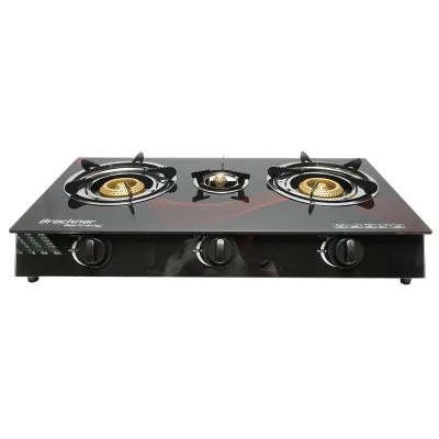Fornello a gas, piano cottura con 3 bruciatori in ghisa 2,5KW vetro temperato 700x380x94mm, Fornello a gas Campeggio Camper Giardino Breckner Germany