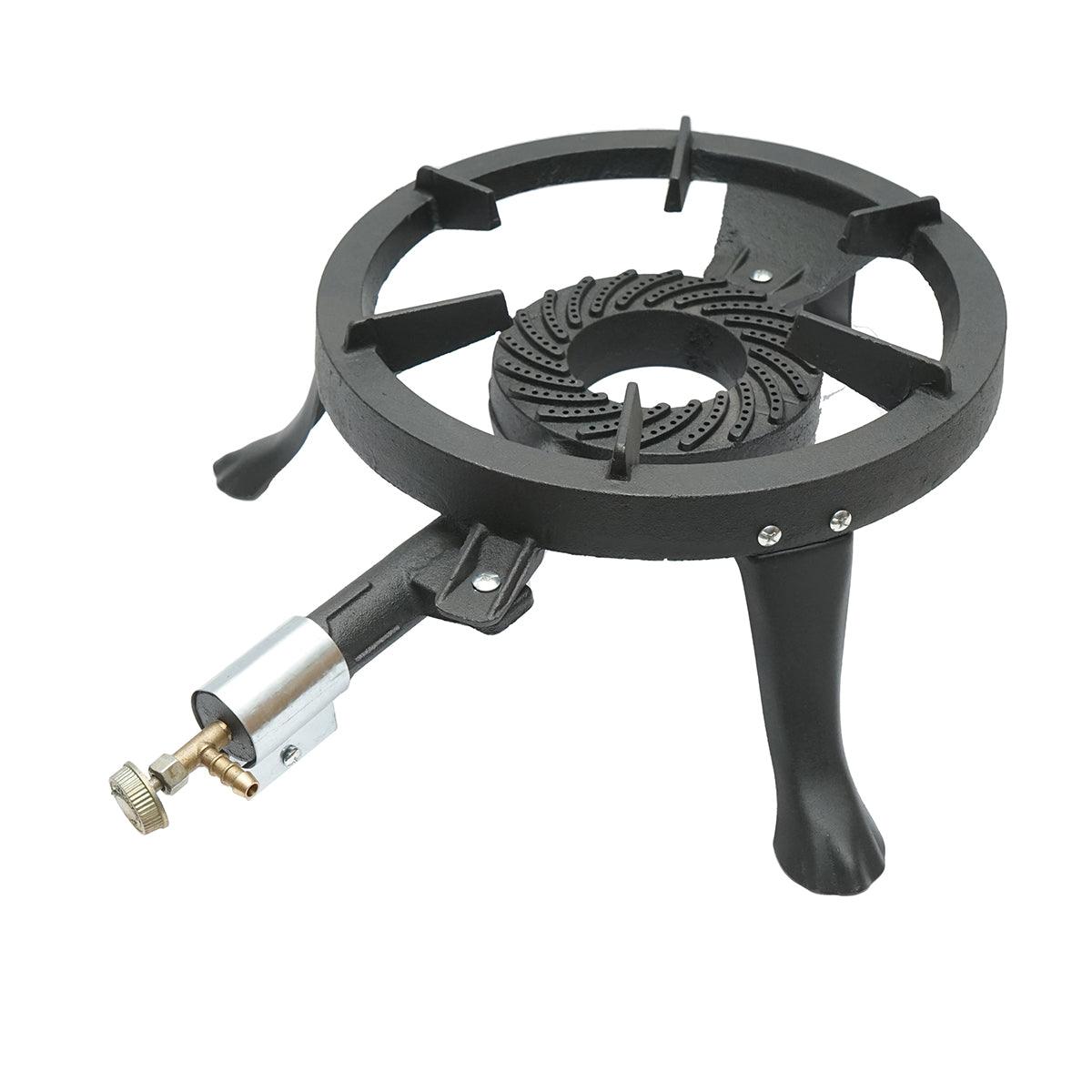Fornellone a Gas Portatile in Ghisa, 3 Piedi, 330×110 mm, Bruciatore 106 mm, 6 kg, Fornello Ghisa per Campeggio e Esterni