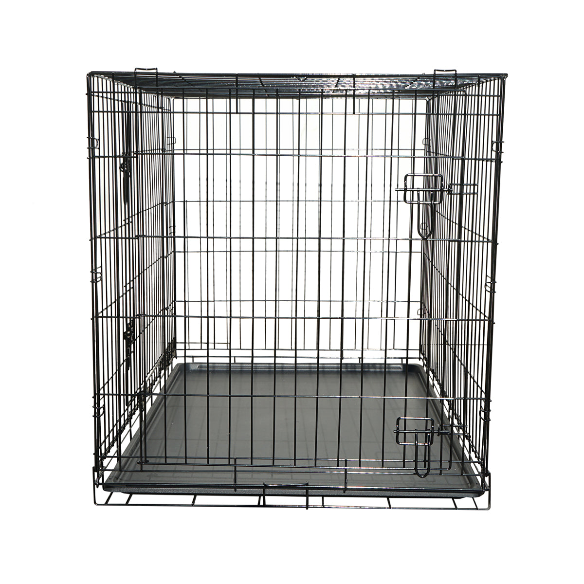 Gabbia di trasporto per animali domestici pieghevole in metallo con 2 porte, vassoio rimovibile e maniglia 122x75,5x84 cm - immagine 3
