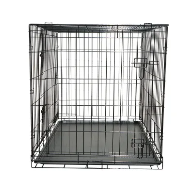 Gabbia di trasporto per animali domestici pieghevole in metallo con 2 sportelli, vassoio rimovibile e maniglia 107x71x77,5 cm - immagine 3