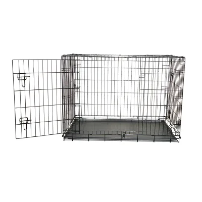 Gabbia di trasporto per animali domestici pieghevole in metallo con 2 sportelli, vassoio rimovibile e maniglia 107x71x77,5 cm - immagine 2