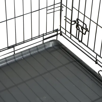 Gabbia di trasporto per animali domestici pieghevole in metallo con 2 sportelli, vassoio rimovibile e maniglia 107x71x77,5 cm - immagine 5