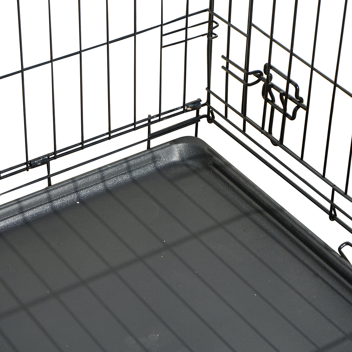 Gabbia di trasporto per animali domestici pieghevole in metallo con 2 sportelli, vassoio rimovibile e maniglia 107x71x77,5 cm - immagine 5
