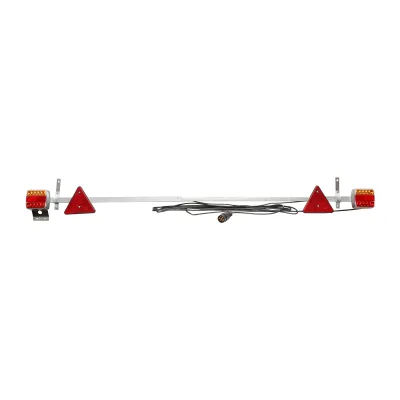 Supporto universale per gancio traino regolabile 1000-1600 mm 2x lampada LED, 2x triangolo riflettente, cavo da 6 m e presa a 7 pin 12/24 V