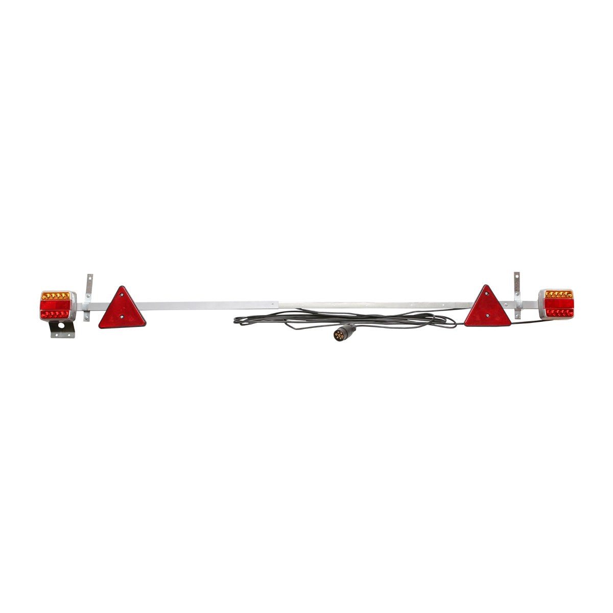 Supporto universale per gancio traino regolabile 1000-1600 mm 2x lampada LED, 2x triangolo riflettente, cavo da 6 m e presa a 7 pin 12/24 V