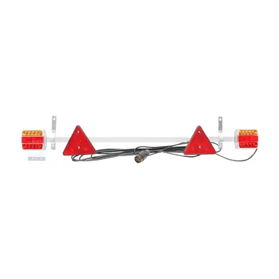 Supporto universale per gancio traino regolabile 1000-1600 mm 2x lampada LED, 2x triangolo riflettente, cavo da 6 m e presa a 7 pin 12/24 V - immagine 2