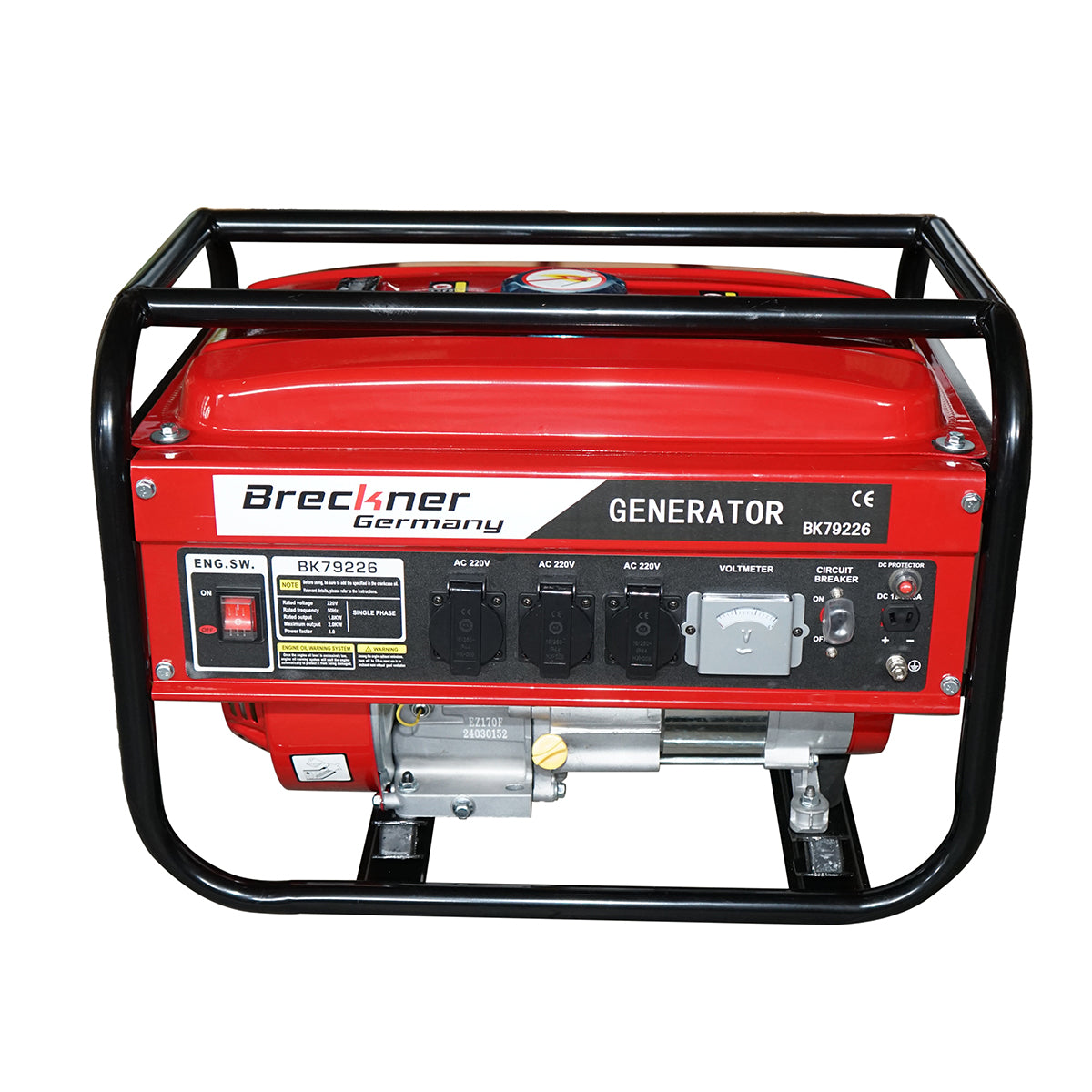 Generatore elettrico a benzina 1,8KW/220V, motore 7,5HP Breckner Germany