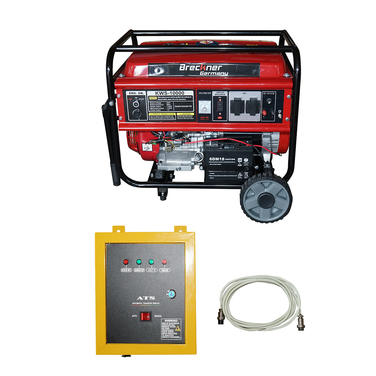 Generatore elettrico a benzina con ATS 7KW/220V, motore 18HP, avviamento elettrico/manuale Breckner Germany
