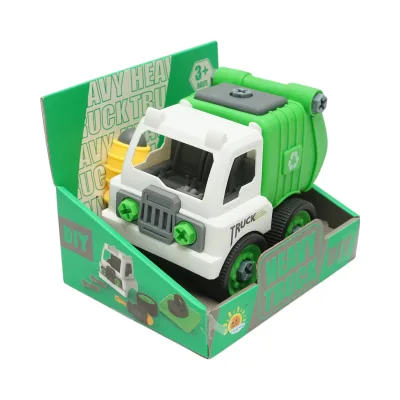 Giocattolo tipo Montessori, Camion della spazzatura verde per bambini +3 anni