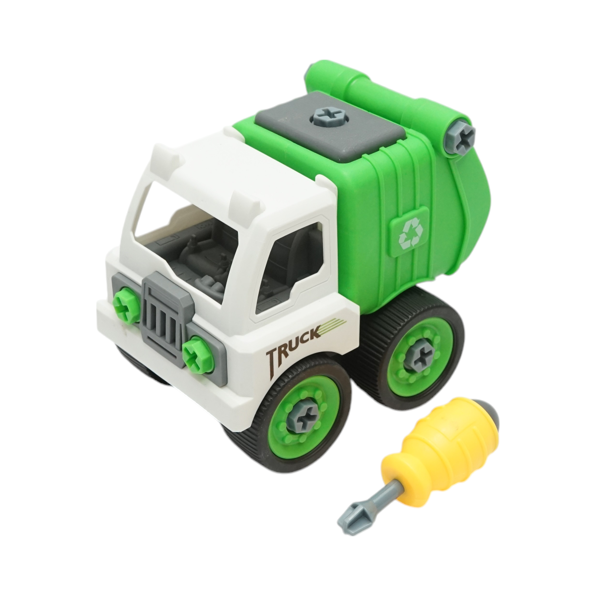 Giocattolo tipo Montessori, Camion della spazzatura verde per bambini +3 anni - immagine 3