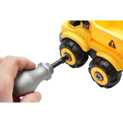 Giocattolo tipo Montessori, camion giallo per bambini +3 anni - immagine 6