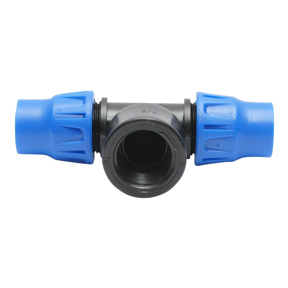 Giunto a ''T'' per Sistema di irrigazione a Goccia PN10-20mm X 3/4" X 20mm Giunto a Compressione per nastro irrigazione a Goccia