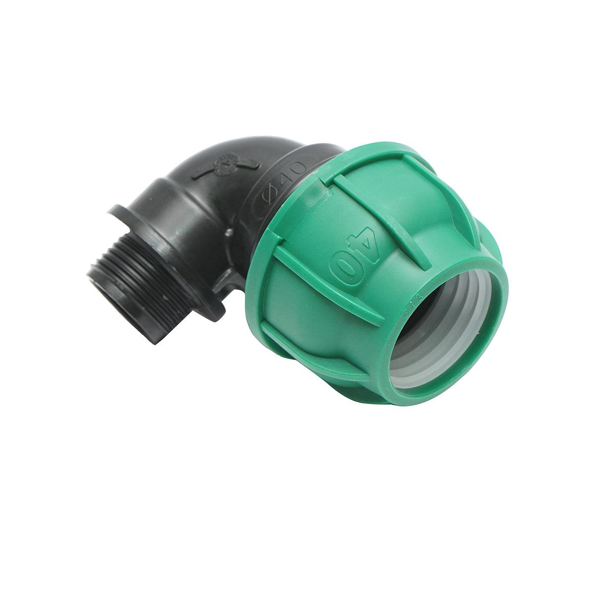 Gomito Compressione 40mm X 1" per sistemi di irrigazione Raccordo/Giunto Maschio 40mm X 1" Raccordo Manicotto Tubo irrigazione - immagine 2