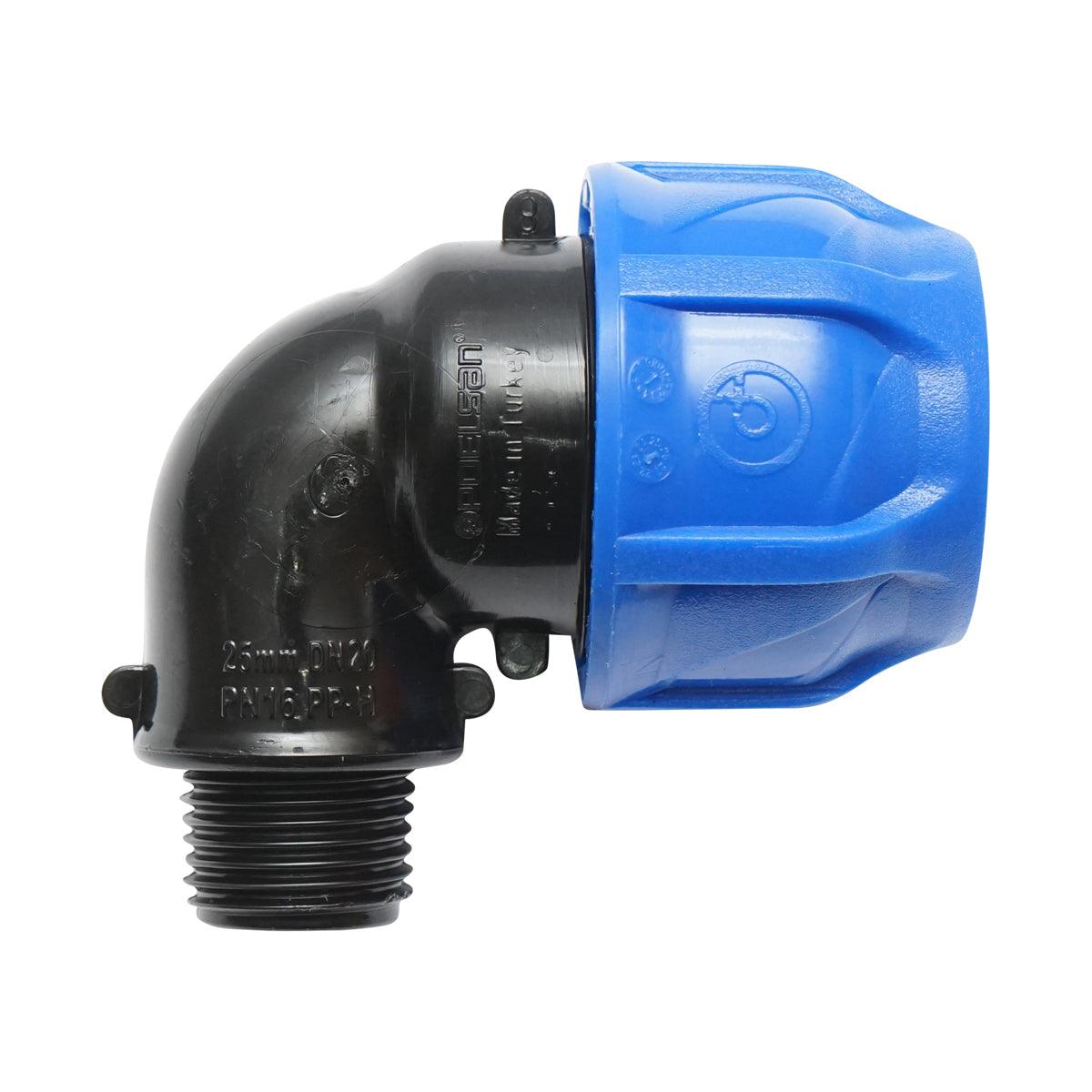 Gomito Compressione PN16-25mm X 1/2" per sistemi di irrigazione Raccordo/Giunto Maschio PN16-25mm X 1/2" Raccordo Compressione Manicotto Raccordo Compressione Tubo irrigazione