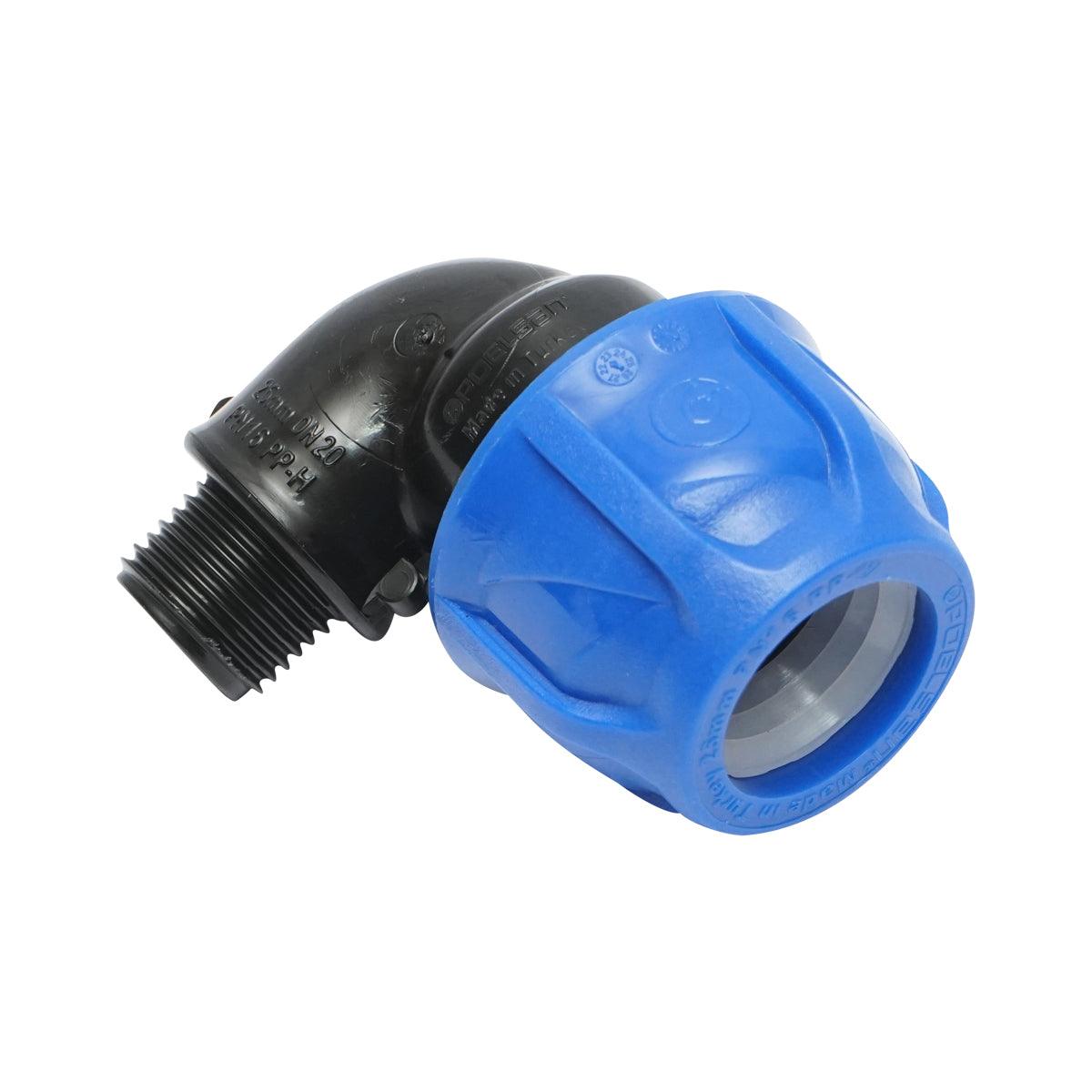 Gomito Compressione PN16-25mm X 1/2" per sistemi di irrigazione Raccordo/Giunto Maschio PN16-25mm X 1/2" Raccordo Compressione Manicotto Raccordo Compressione Tubo irrigazione - immagine 4