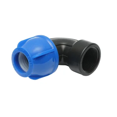 Gomito di compressione con filettatura interna femmina a 90 gradi D25mmx1, PN16 bar per sistemi di irrigazione