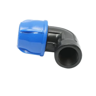 Gomito di compressione con filettatura interna femmina a 90 gradi D32mmx1, PN16 bar per sistemi di irrigazione - immagine 3