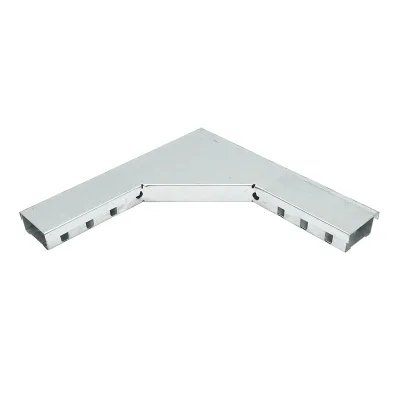 Gomito orizzontale a 90 gradi in acciaio zincato per grondaia 25x50mm