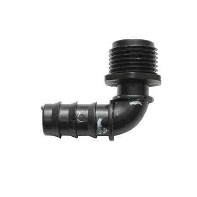 Gomito per tubo di gocciolamento con filettatura esterna D16mmx1/2 per sistemi di irrigazione