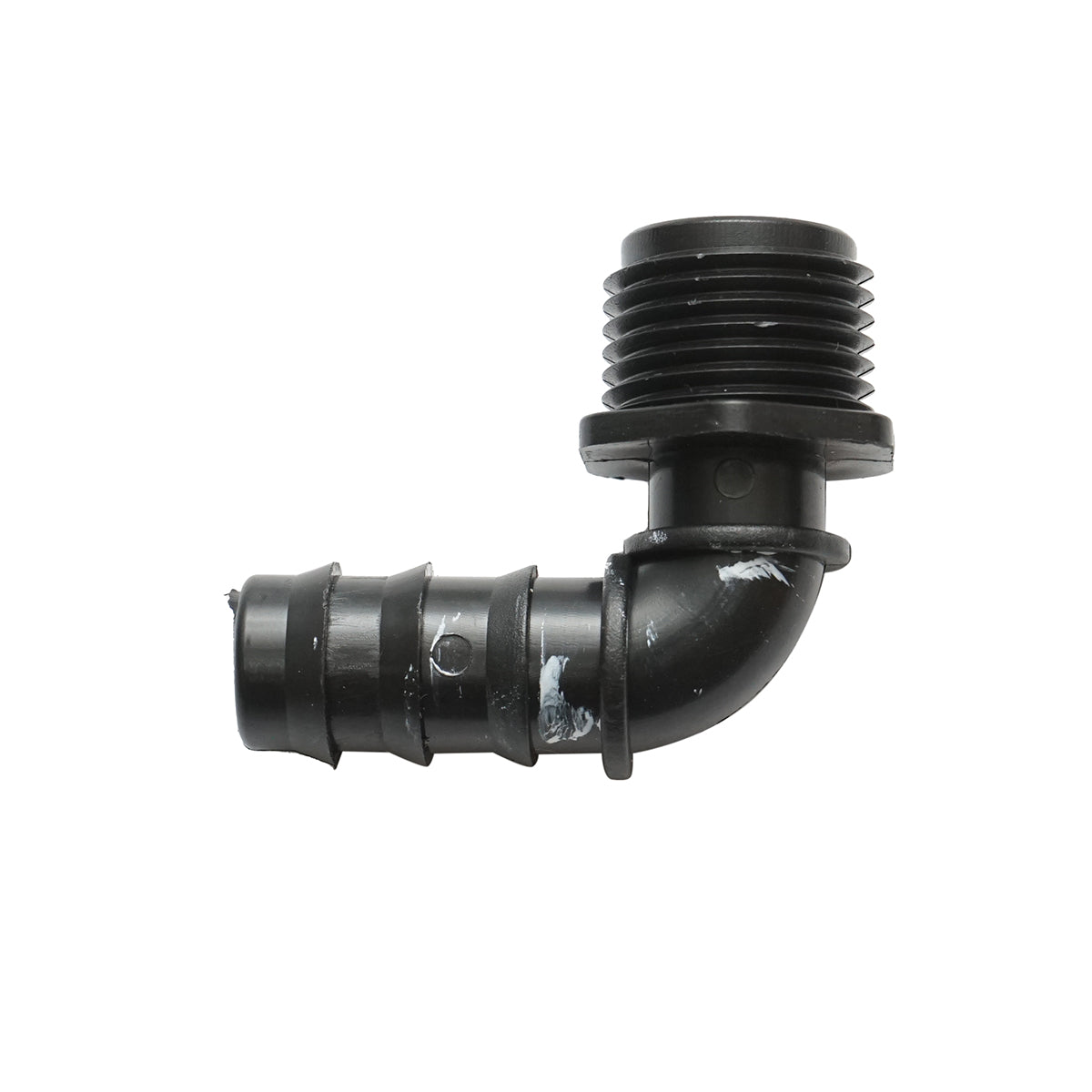 Gomito per tubo di gocciolamento con filettatura esterna D16mmx1/2 per sistemi di irrigazione