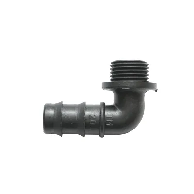 Gomito per tubo di gocciolamento con filettatura esterna D20mmx1/2 per sistemi di irrigazione