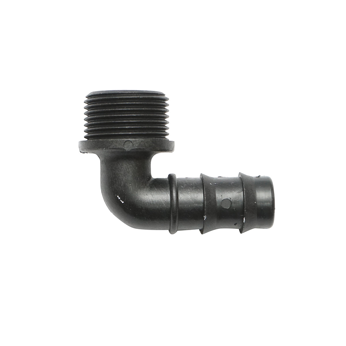 Gomito per tubo di gocciolamento con filettatura esterna D20mmx3/4 per sistemi di irrigazione