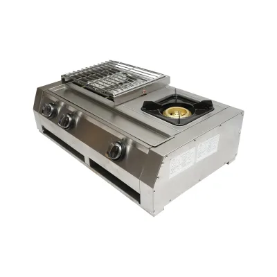 Griglia da campeggio con grill 2 fuochi e 1 zona cottura 676x400x185mm - immagine 2