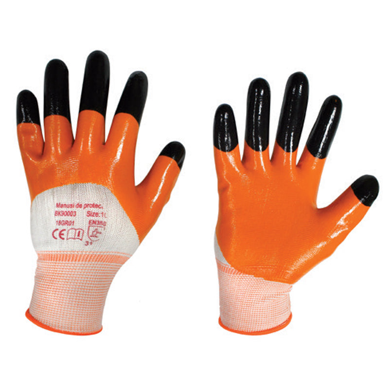 Guanti da lavoro gommati nero-arancione, taglia 10 Breckner Germany