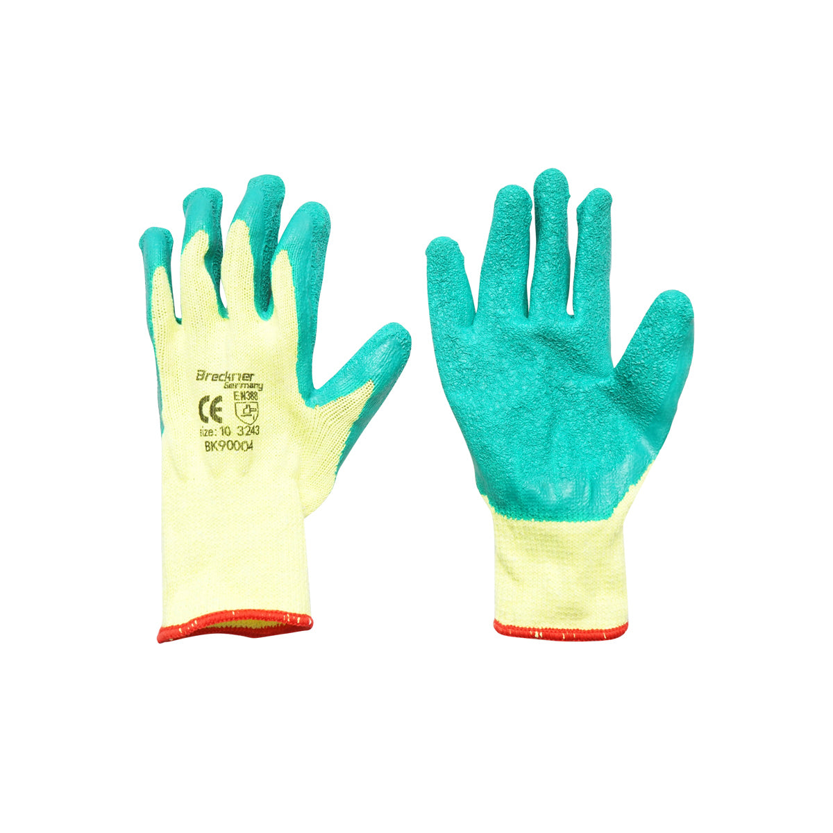 Guanti da lavoro in cotone lattice giallo-verde taglia 10 Breckner Germany