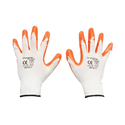 Guanti da lavoro in gomma sintetica bianco-arancio taglia 10 Breckner Germany - immagine 2