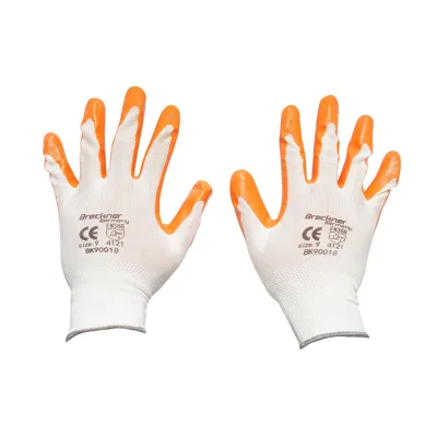 Guanti da lavoro in gomma sintetica bianco-arancio taglia 9 Breckner Germany - immagine 2