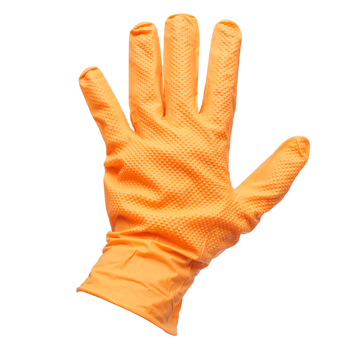 Guanti in nitrile arancioni senza polvere con texture a diamante, taglia M, 100 pezzi/scatola - immagine 4