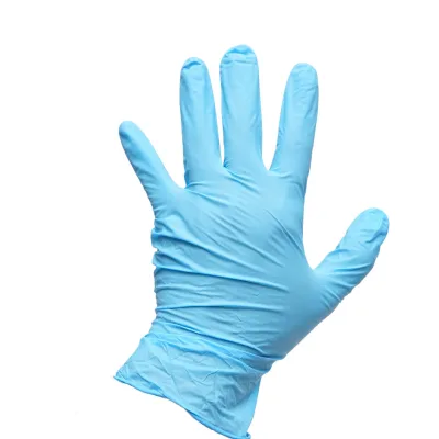 Guanti in nitrile blu senza polvere con texture antiscivolo sulle dita, taglia L 100 pezzi/scatola - immagine 3