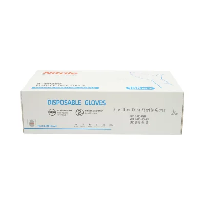 Guanti in nitrile blu senza polvere con texture antiscivolo sulle dita, taglia L 100 pezzi/scatola - immagine 4