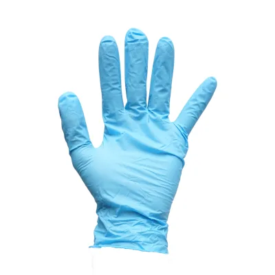 Guanti in nitrile blu senza polvere con texture antiscivolo sulle dita, taglia M 100 pezzi/scatola - immagine 2