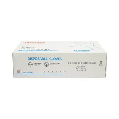 Guanti in nitrile blu senza polvere con texture antiscivolo sulle dita, taglia M 100 pezzi/scatola - immagine 4