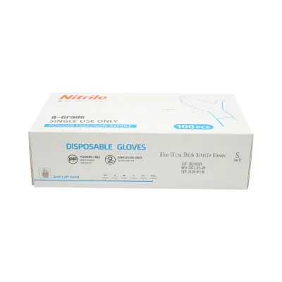 Guanti in nitrile blu senza polvere con texture antiscivolo sulle dita, taglia S 100 pezzi/scatola - immagine 4