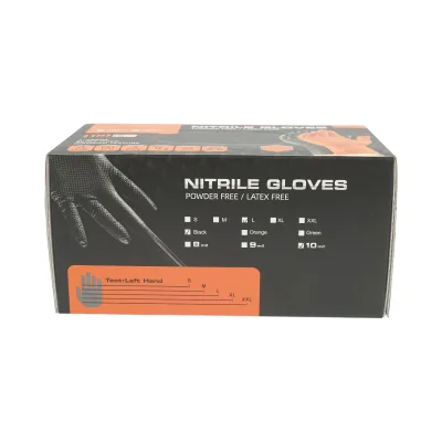 Guanti in nitrile neri senza polvere con texture a diamante, taglia L, 100 pezzi/scatola - immagine 2