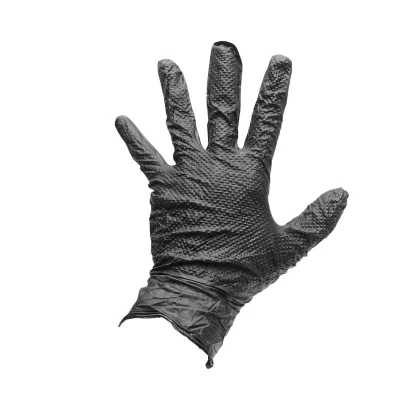 Guanti in nitrile neri senza polvere con texture a diamante, taglia M, 100 pezzi/scatola - immagine 4
